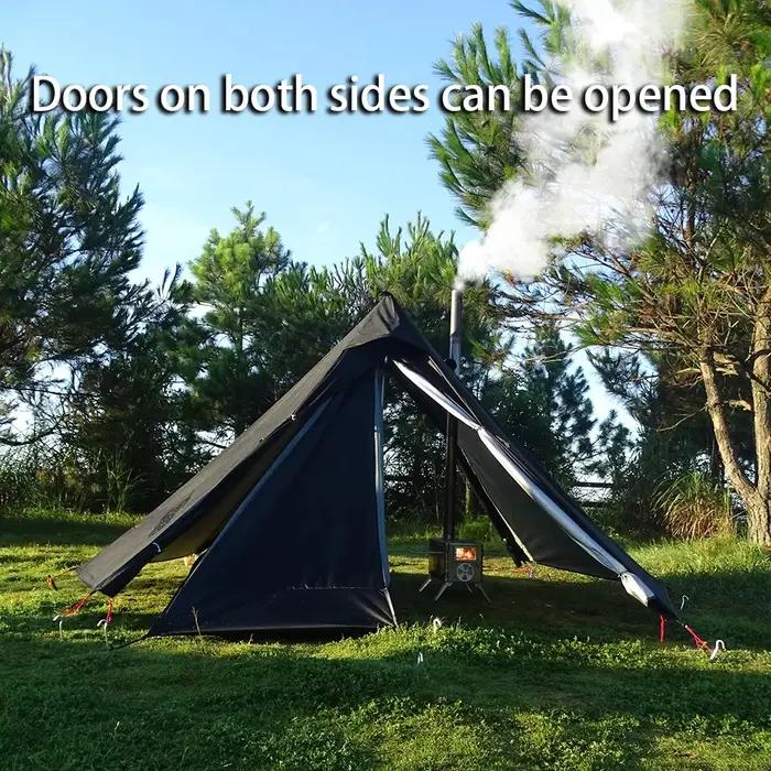 Tente chaude de Camping avec fenêtre de cheminée extérieure ultralégère Tipi tipi tente pyramide Dou