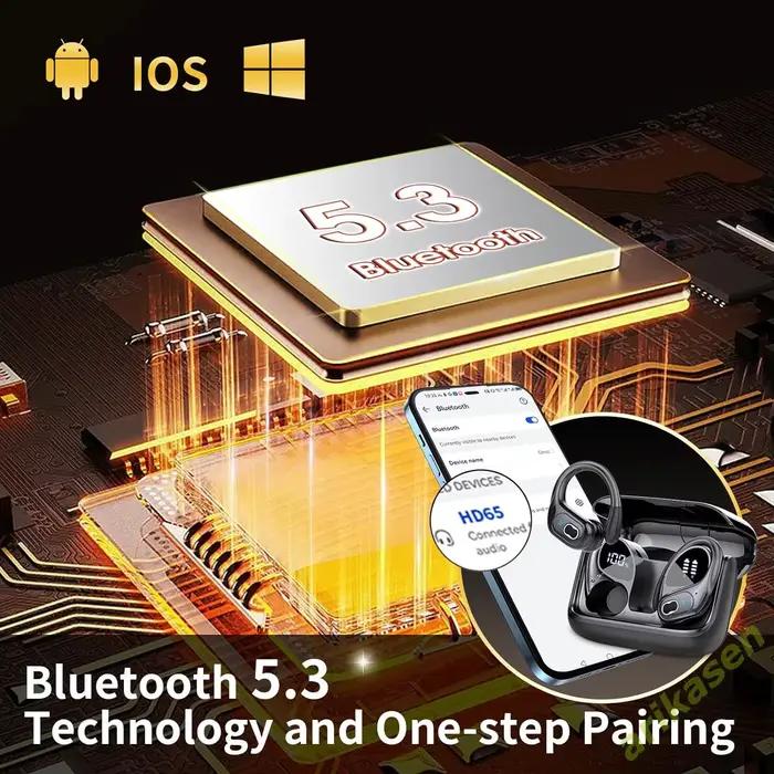 Bluetooth 5.3 casque 2024 écouteurs sans fil 75 heures Sport Bluetooth écouteur avec suppression de
