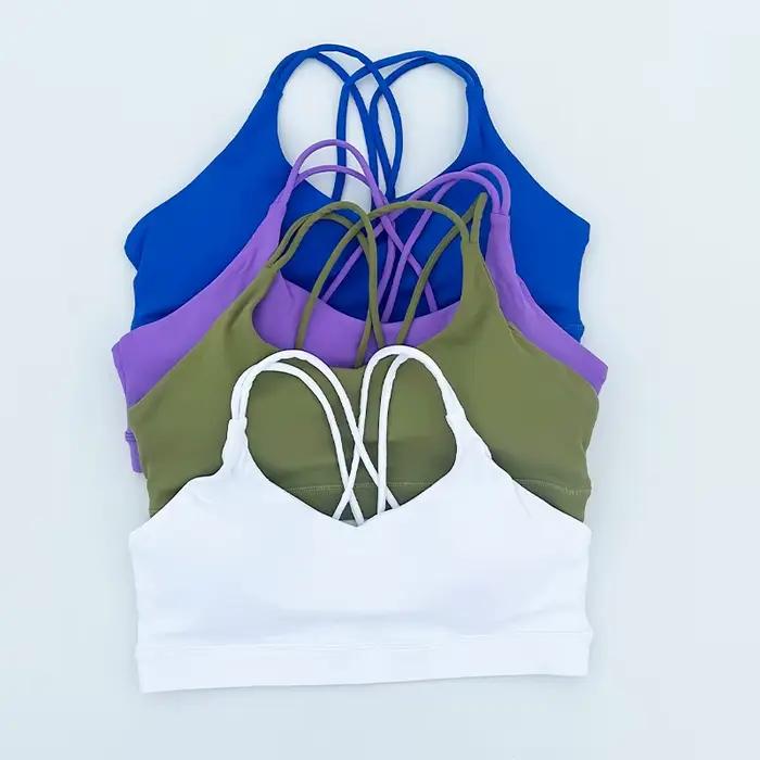 Soutien-gorge de sport push-up femme bretelles croisées - Brassière fitness yoga respirante