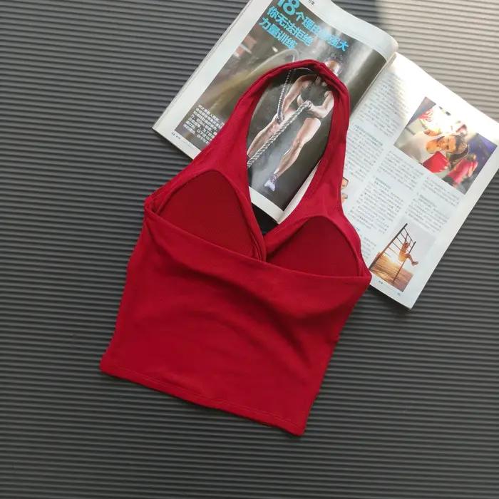 Soutien-gorge de yoga sexy dos nu à col halter, séchage rapide, sensation seconde peau, rembourré, b