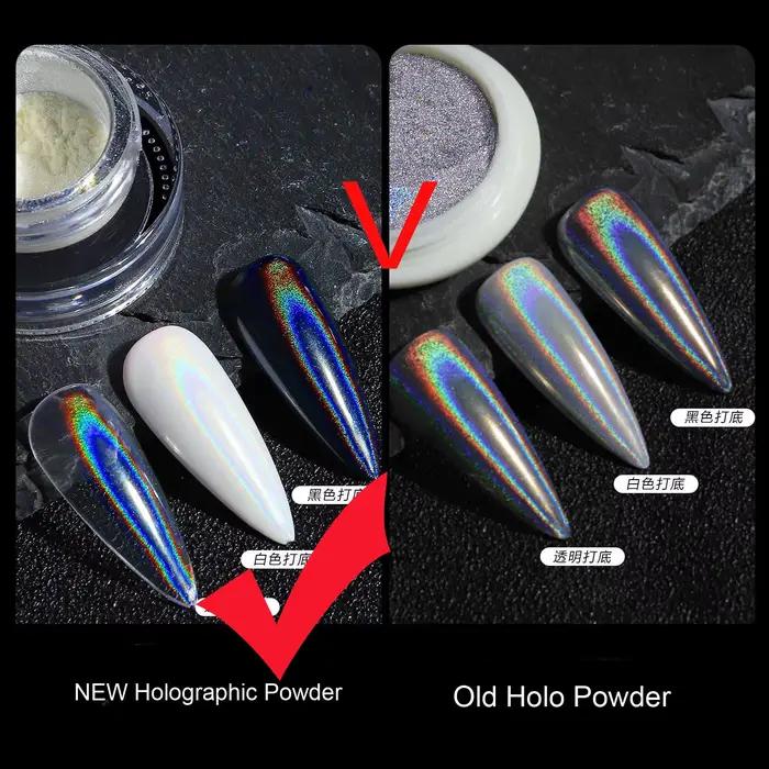 1 pot de poudre holographique universelle pour ongles, paillettes laser transparentes, effet aurore