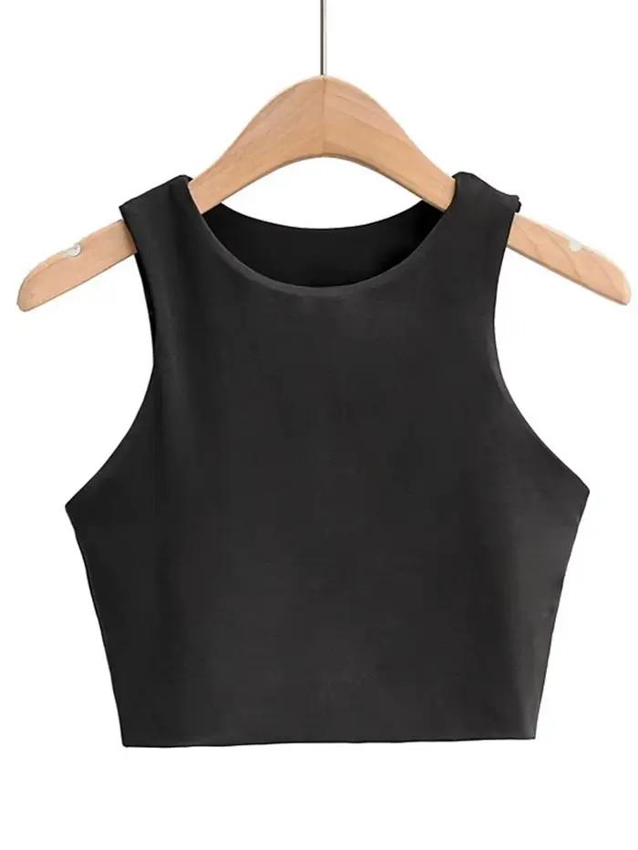 Débardeur Sexy et Slim pour femmes, col rond, sans manches, Double Nylon, bonne qualité, 6 couleurs,