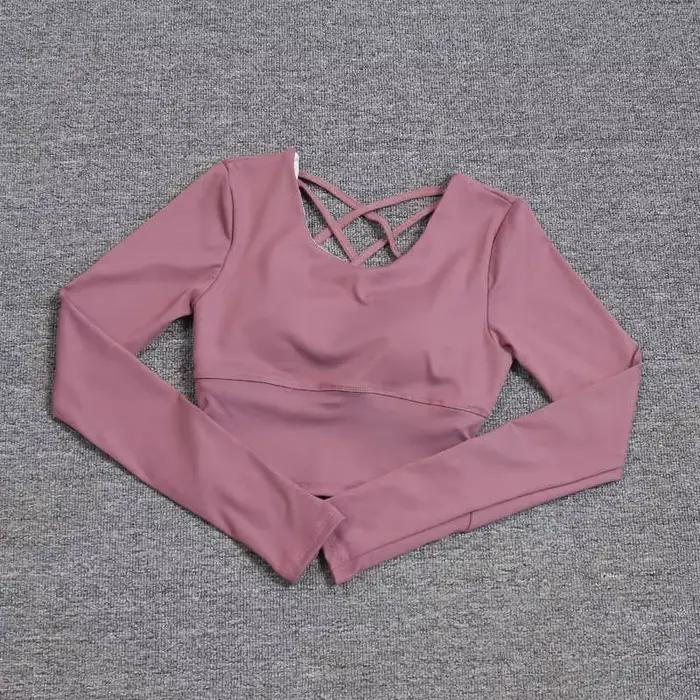 Haut de yoga pour femmes avec soutien-gorge intégré manches longues séchage rapide pour yoga pilates et fitness élégance et confort