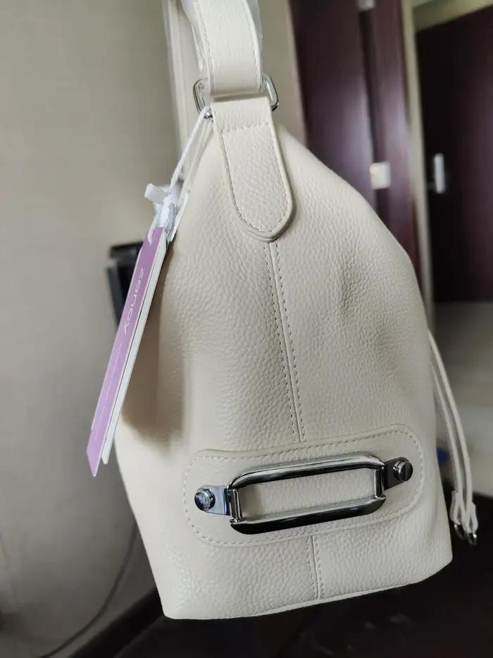 Zency – sac à bandoulière en cuir véritable pour femmes, sac élégant de grande capacité, couleur bei