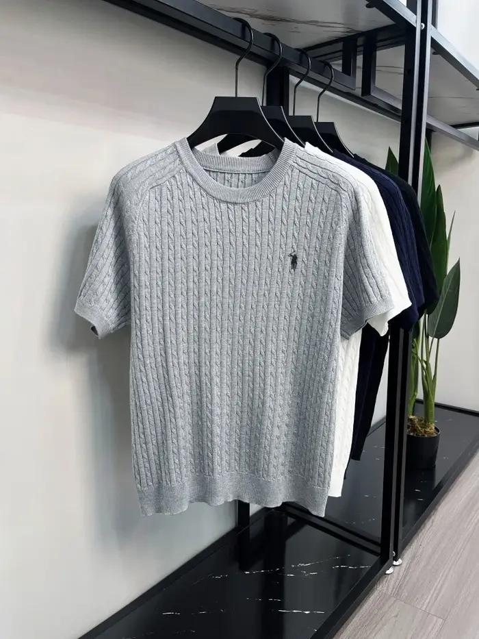 Haut de gamme boutique Knit manches courtes hommes nouvelle mode Designer marque poney brodé été Cas