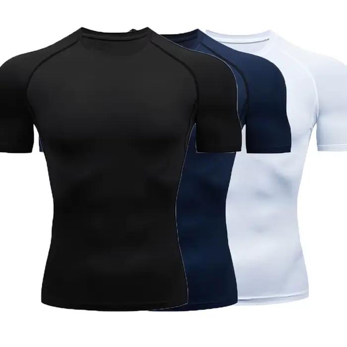 Sport T-Shirt hommes séchage rapide à manches courtes Sport T-Shirt hauts salle de Sport Fitness Com