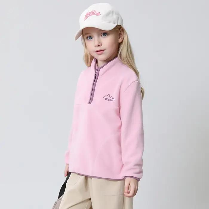 Veste polaire épaisse à col montant pour enfants, manteau coupe-vent de sport pour garçons et filles