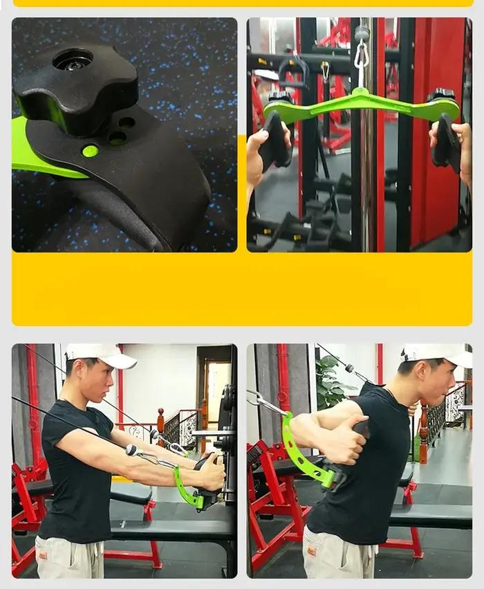 Barre traction LAT multi-poignées salle sport - Machine poulie câble musculation dos