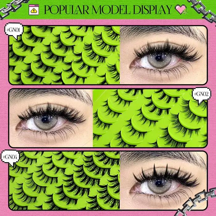GROINNEYA Manga cils style mixte 5/9/20 paires 3D 6D 8D cils de vison cils naturels doux croix vapor