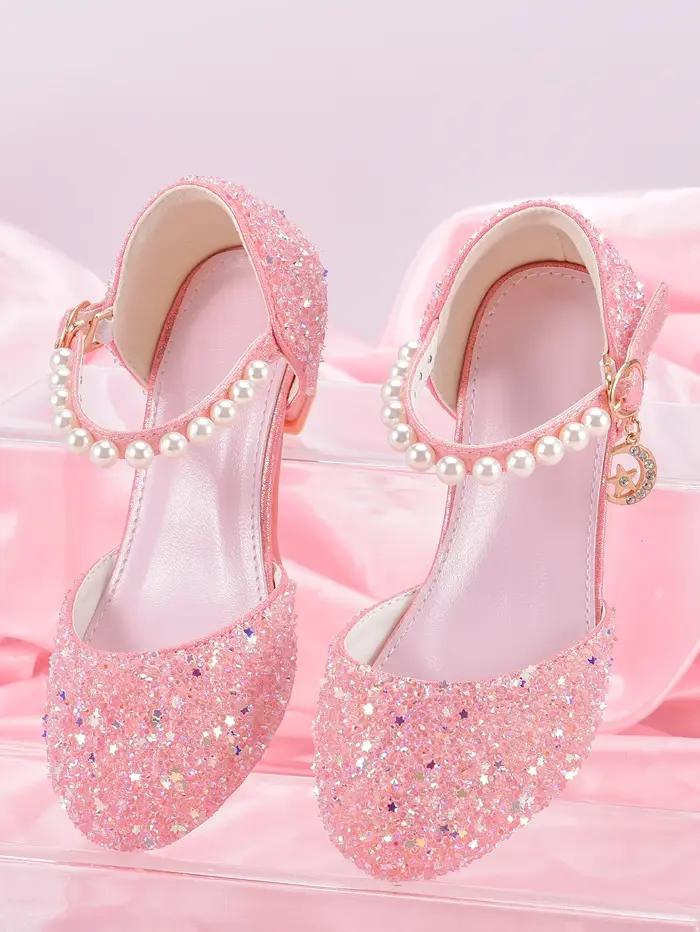 Chaussures à talons hauts de Style princesse pour filles, avec décoration pendentif étoile brillante