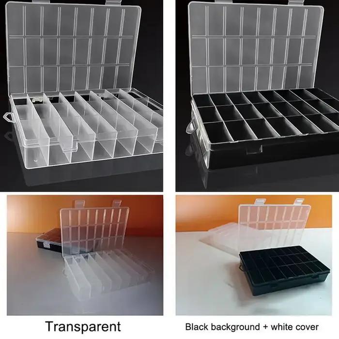Boîte de rangement en plastique à 24 grilles, boîte de rangement pour bijoux, boucles d'oreilles, co