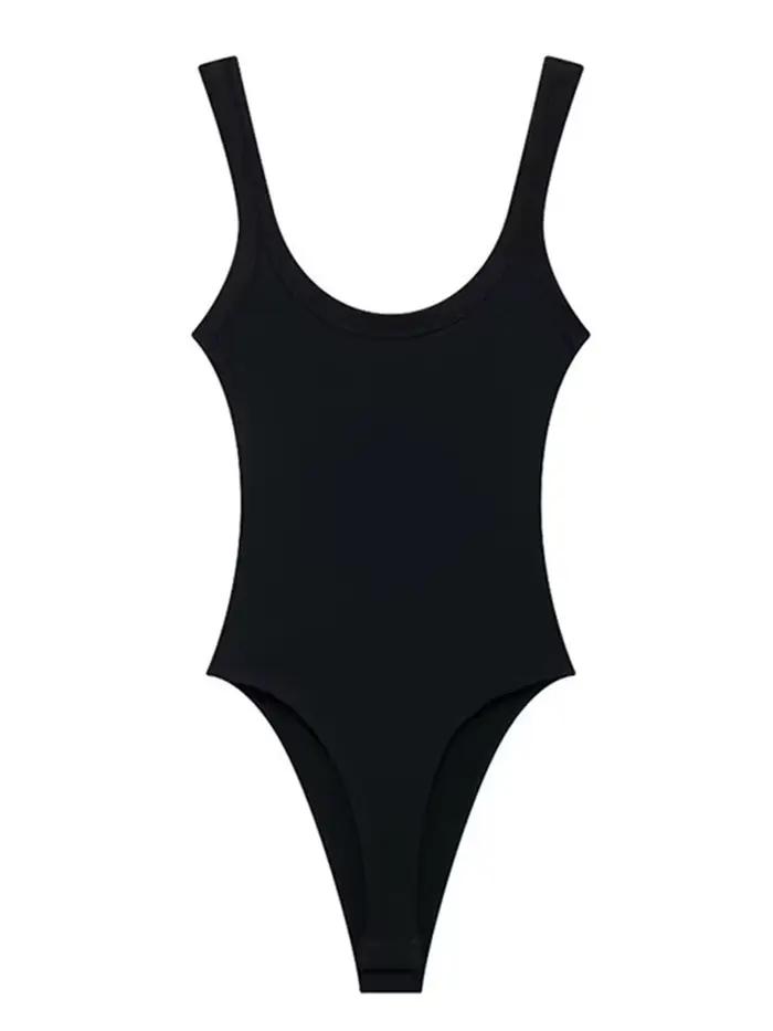 Body côtelé à col rond pour femmes, avec bretelles, bouton-pression, combishort Sexy à la mode, vête