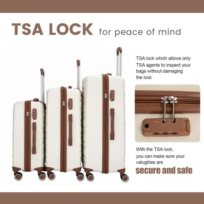 Ensemble de bagages 5 pièces, valises avec roues à double rotation et serrure TSA, valise rigide 3 p