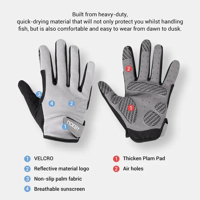 Noeby gants de pêche UPF50 + Protection solaire UV séchage rapide anti-dérapant kayak en plein air c
