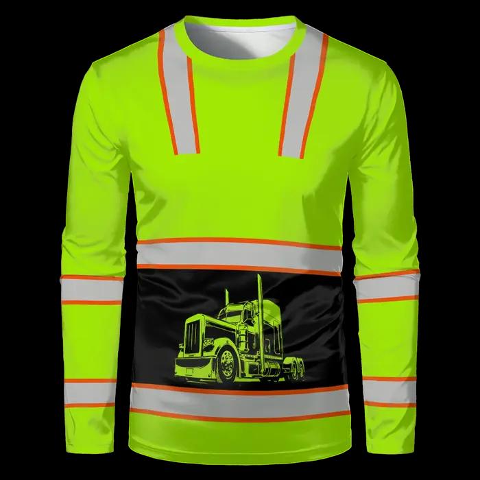 T-shirt de construction pour hommes ample décontracté col rond manches longues vêtement de travail confortable et respirant occasions professionnelles