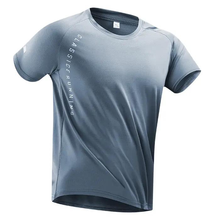 CHRLCK T-shirt de course pour hommes été - Haut en soie glacée à impression réfléchissante et séchage rapide