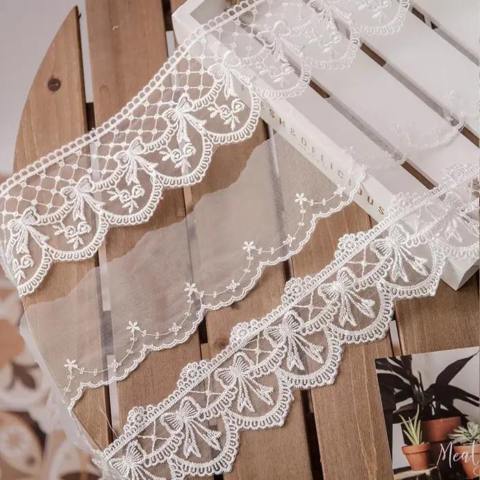 Ruban en dentelle Lolita blanc, 2yards, accessoires de couture, broderie de papillons 3D, garnitures