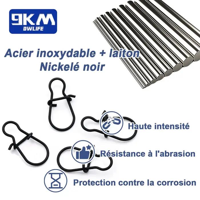 Boucle de pêche Duo Lock 25 conception de boucle rapide résistance aux conditions marines lot de 25 à 100 pièces pour pêche en mer ou eau douce