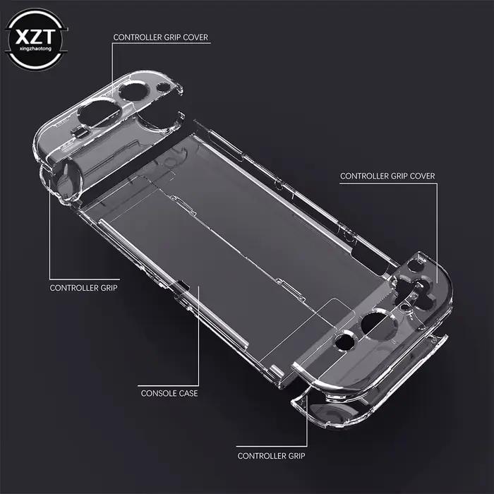 Coque de protection en cristal pour Nintendo Switch OLED, étui rigide Transparent, station d'accueil