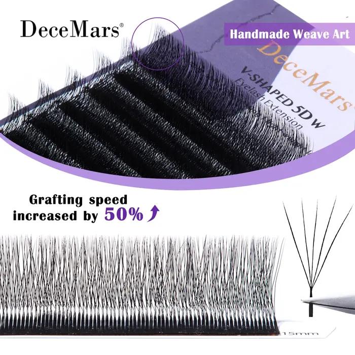 DeceMars extensions de cils 5D en forme de V noir mat 12 rangées/plateau pour le maquillage