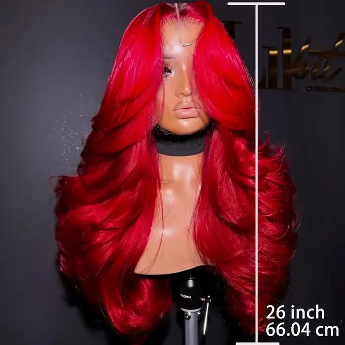 Perruque Lace Front Wig Body Wave transparente HD 13x4, perruque Lace Front Wig rouge, bordeaux, den