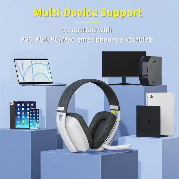 BINNUNE BW06 casque de jeu sans fil 2.4GHz avec micro pour PS5 PS4 PC Mac Playstation casque de jeu