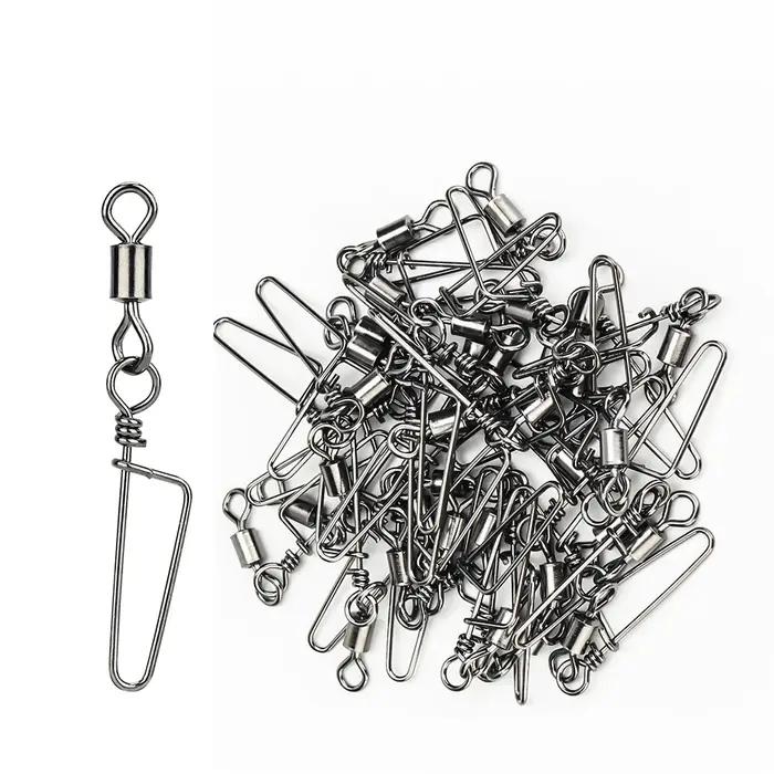 DNDYUJU 50pcs roulement de pêche émerillons anneau solide Interlock Snap pour hameçon leurre connect