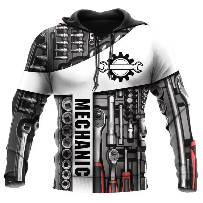 Sweat à capuche pour hommes T-Shirt Vintage automne vêtements mécanicien impression 3d hauts mode ru