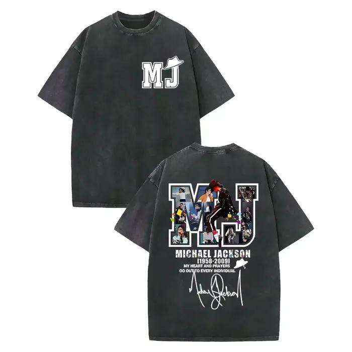 Vintage lavé Michael Jackson graphique T-shirts hommes femmes Harajuku Rock vêtements T-shirts mode