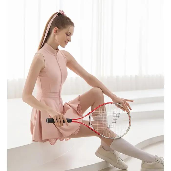 Polo robe de Tennis coussinets de poitrine Shorts doux haute extensible jupes de Fitness contrôle du