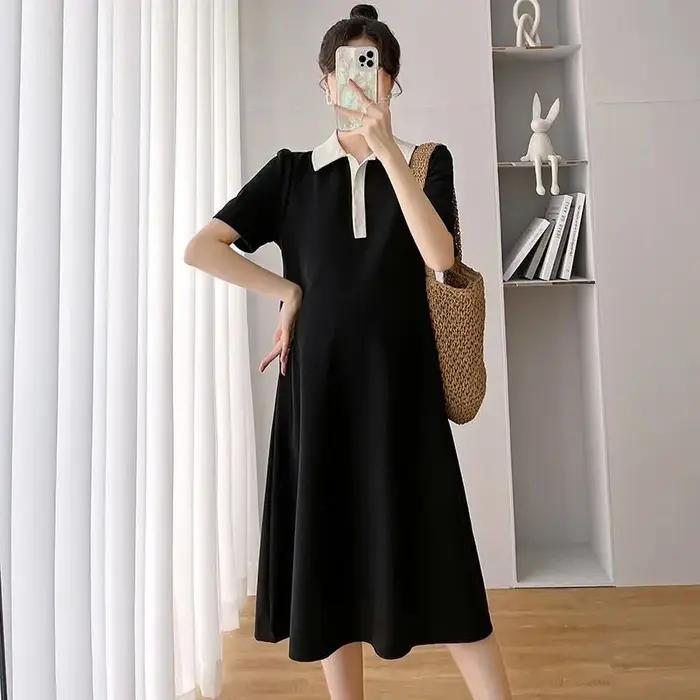 Robe de maternité été à manches courtes robe Polo revers maternité été à manches courtes robes de ma