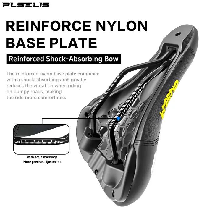 Selle de vélo de montagne en cuir PU et nylon pour randonnées et courses, absorption des chocs, confort et durabilité pour cyclistes passionnés