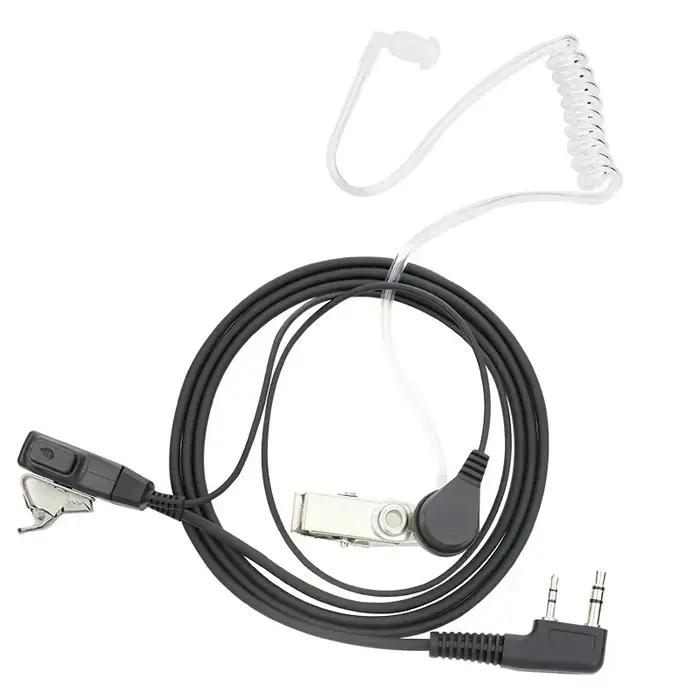 2 Pin PTT MIC Casque Covert Acoustic Tube In-Ear Oreillette Pour MendTYT Baofeng UV-5R BF-888S CB Ra