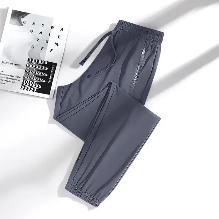 Pantalon d'été en soie glacée pour hommes et femmes, de haute qualité, fin, ample, séchage rapide, r