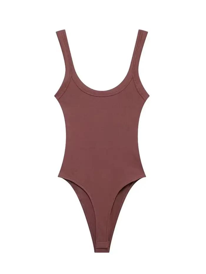 Body côtelé slim pour femmes, bretelles à col rond, bouton-pression, combishort Sexy à la mode, vête