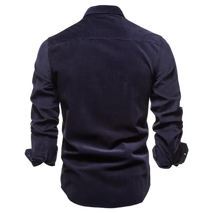 2021 nouveau simple boutonnage 100% coton hommes chemise affaires décontracté mode couleur unie velo