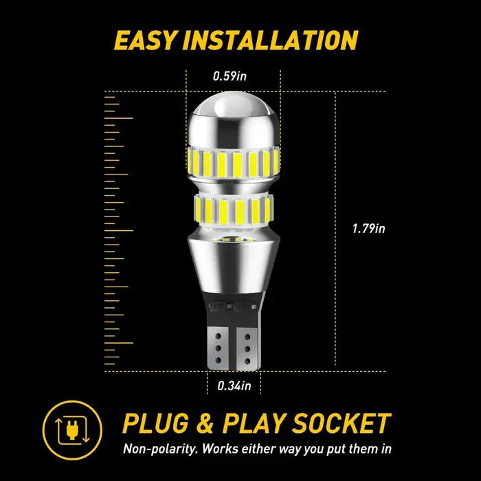 AUXITO 2 pièces 2000LM T15 lampe à LED lumière W16W LED Canbus sans erreur 4014 42-SMD 912 921 ampou