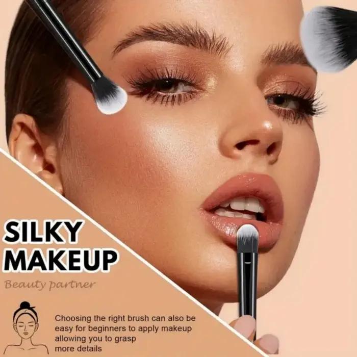 Ensemble de pinceaux de maquillage noirs multifonctionnels, 9 pièces, avec 1 œuf de beauté, poils so