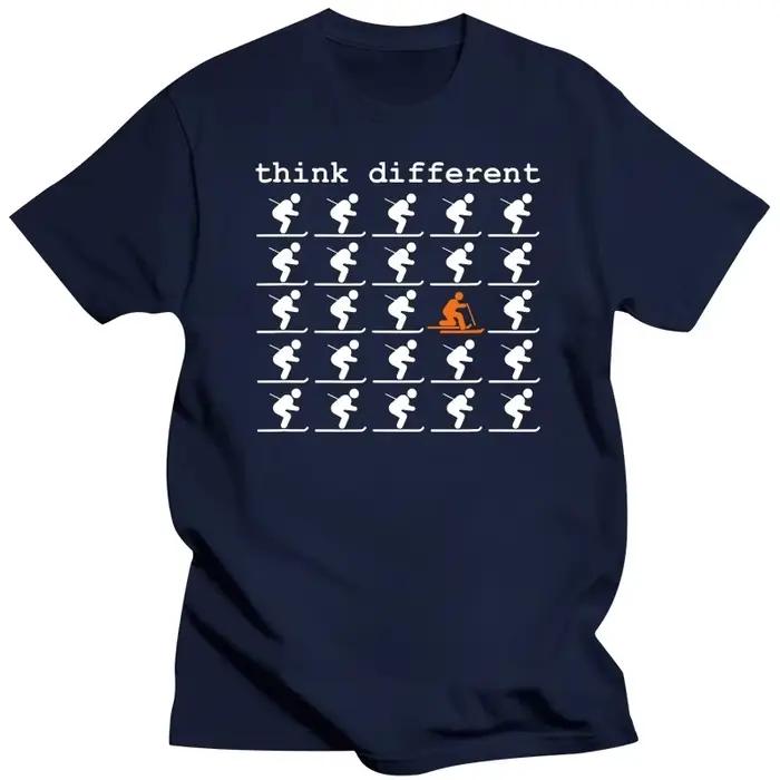 T-shirt de ski unisexe à manches courtes, Think Different, Telemark Ski, Free your Heel, Top Quality