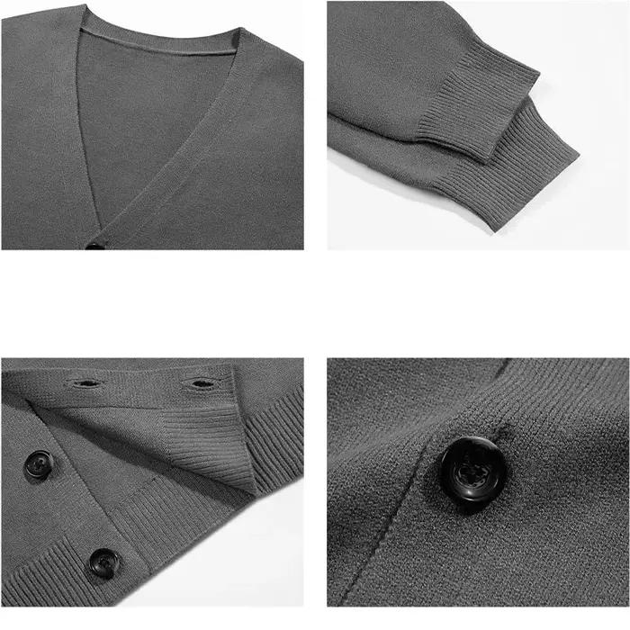 Cardigan léger pour hommes, pull à simple boutonnage, col en v, tricoté, décontracté, manches longue