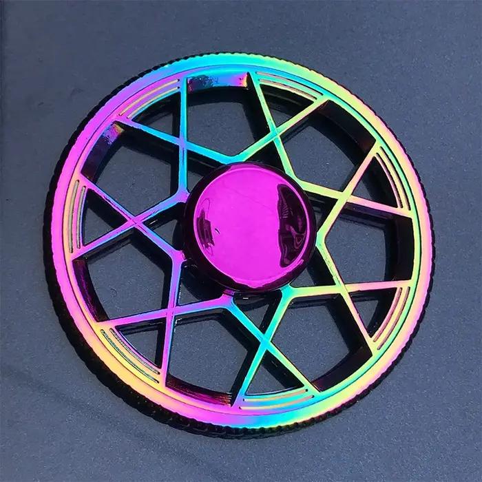 Jouets Fidget Spinner en métal arc-en-ciel, roulement en acier inoxydable, soulagement du Stress à g