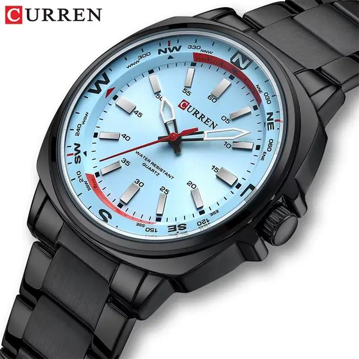 CURREN 8455 montre à Quartz de mode pour hommes affaires bracelet en acier inoxydable veilleuse étan
