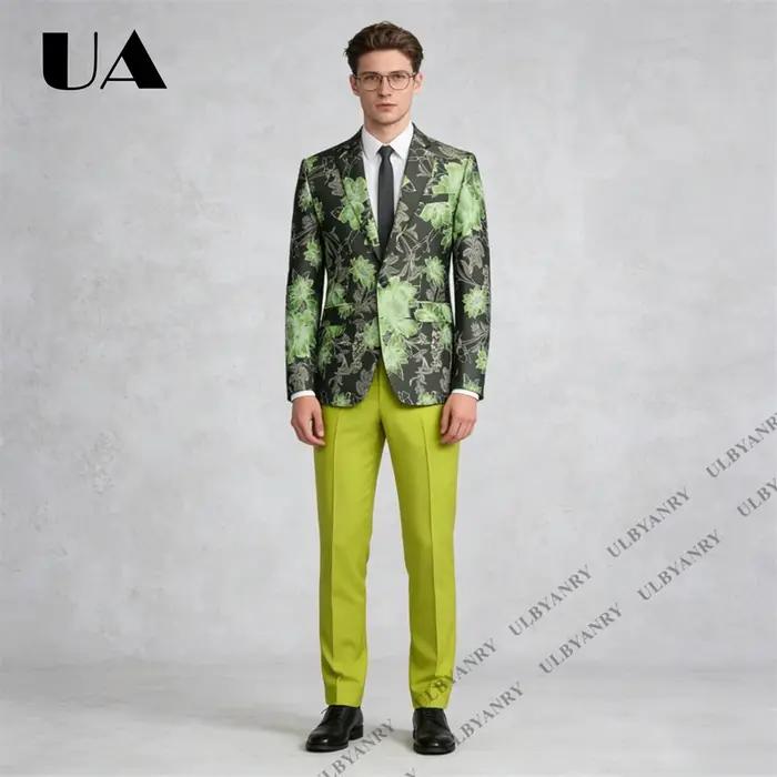 Ensemble de costume pour homme ULBYANRY, motif noir et or, veste formelle à revers cranté avec panta
