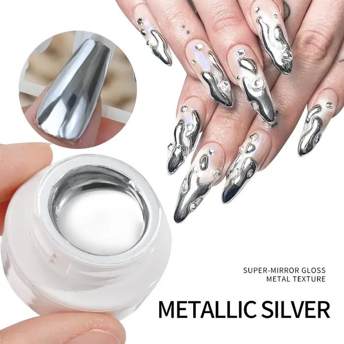 MingLee argent métal Gel métallique vernis à ongles Chrome 3D métal peint Gel vernis 5ml liquide eff