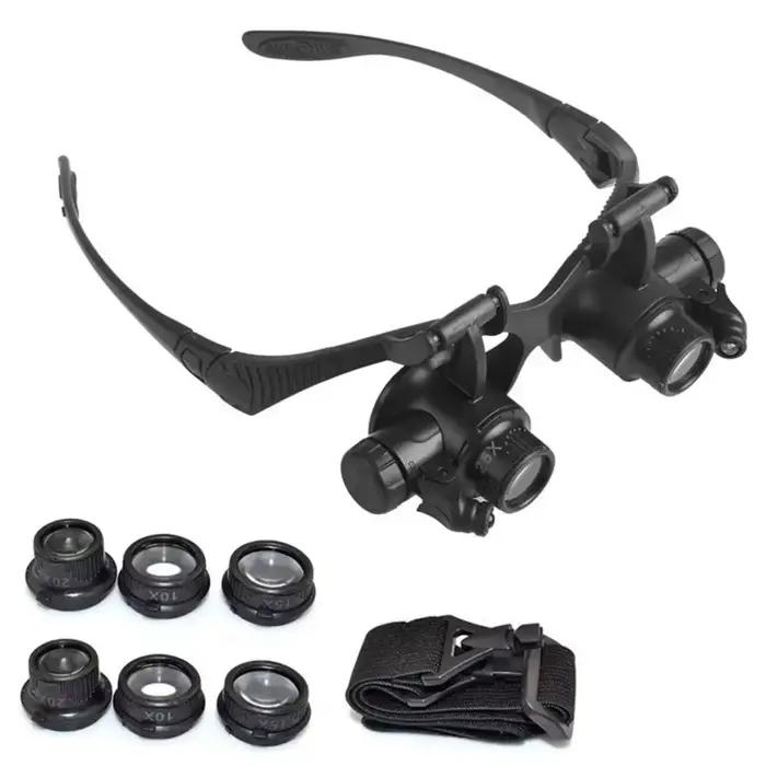 Nouveau bandeau lumière LED lunettes Loupe 10X 15X 20X 25X Double lentille de Loupe pour horloger bi