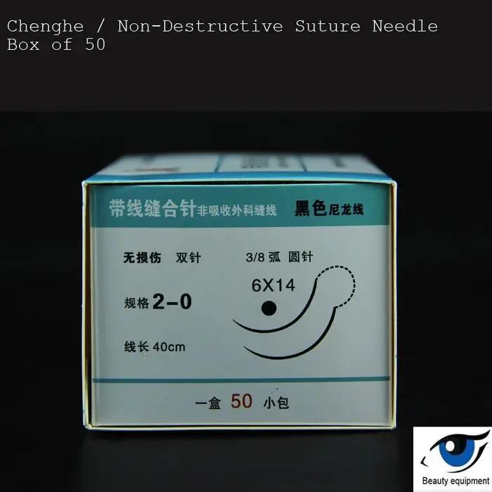 Aiguille de suture microchirurgicale non invasive Ningbo Chenghe avec fil de nylon noir suture nerve