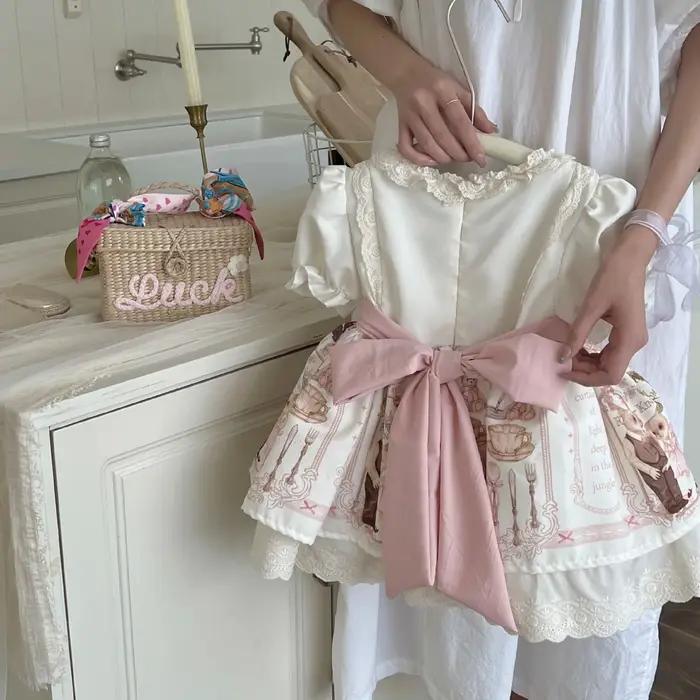 Robe d'été pour filles, nouvelle collection, manches bouffantes, princesse, style féerique, ours lol