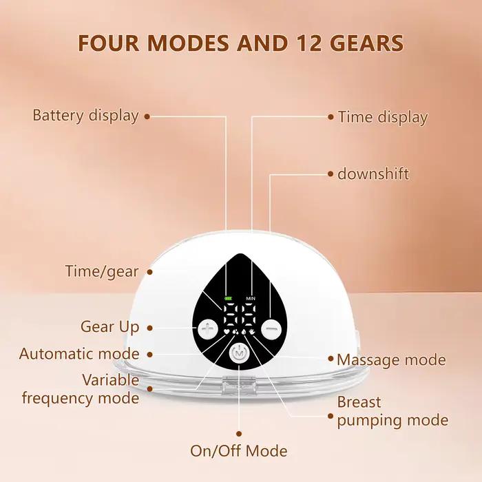 Tire-lait électrique mains libres, tire-lait portable MY-386 avec 12 niveaux et 4 modes, ensemble po