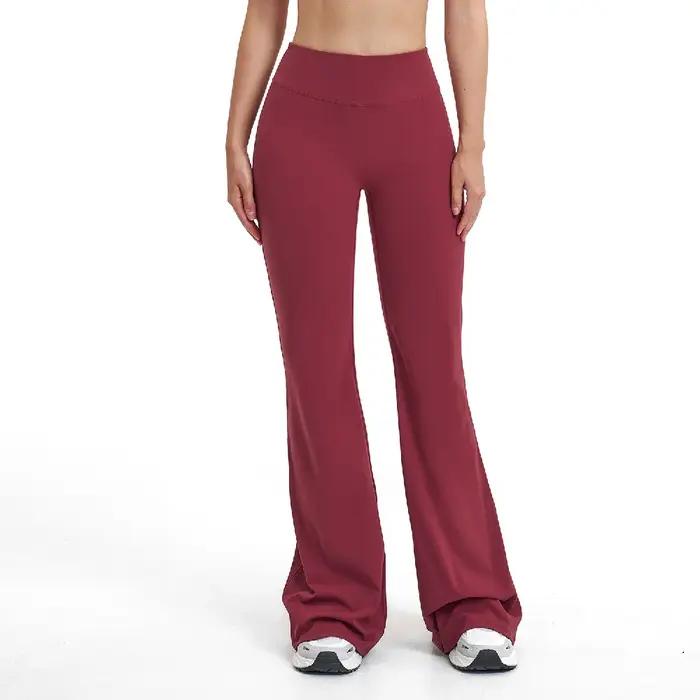 Pantalon de sport évasé pour femme, taille haute, jambe large, pour le yoga, la gym et le fitness