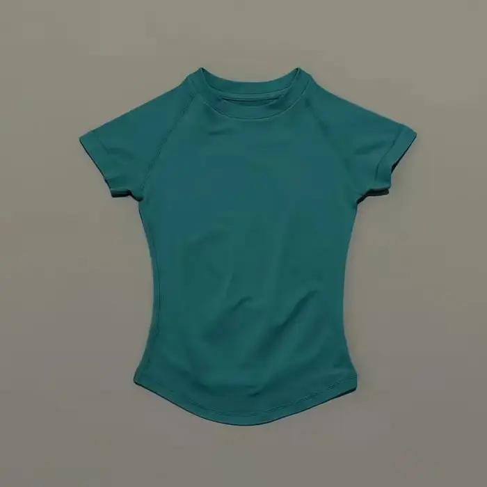 Haut de sport à manches courtes pour femme, t-shirt de course, débardeur respirant à col rond pour l